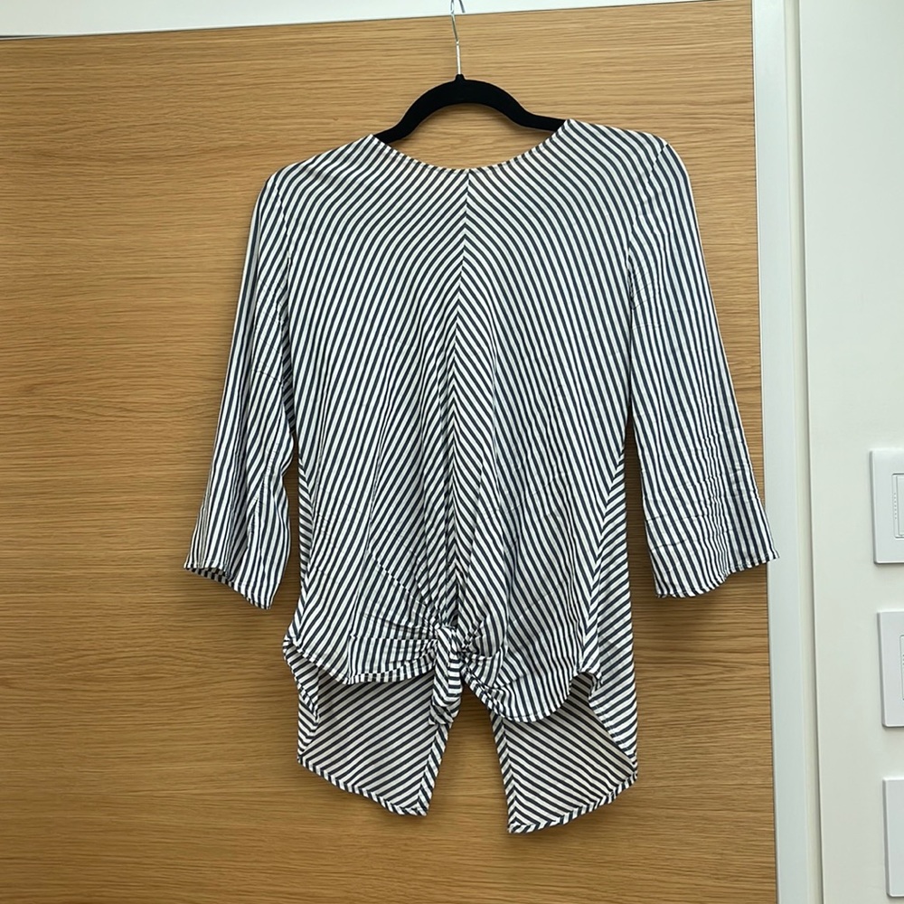 Striped Tie-Front Blouse